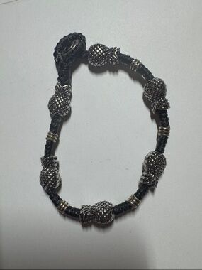 Black Pineapple Charm Braided Bracelet